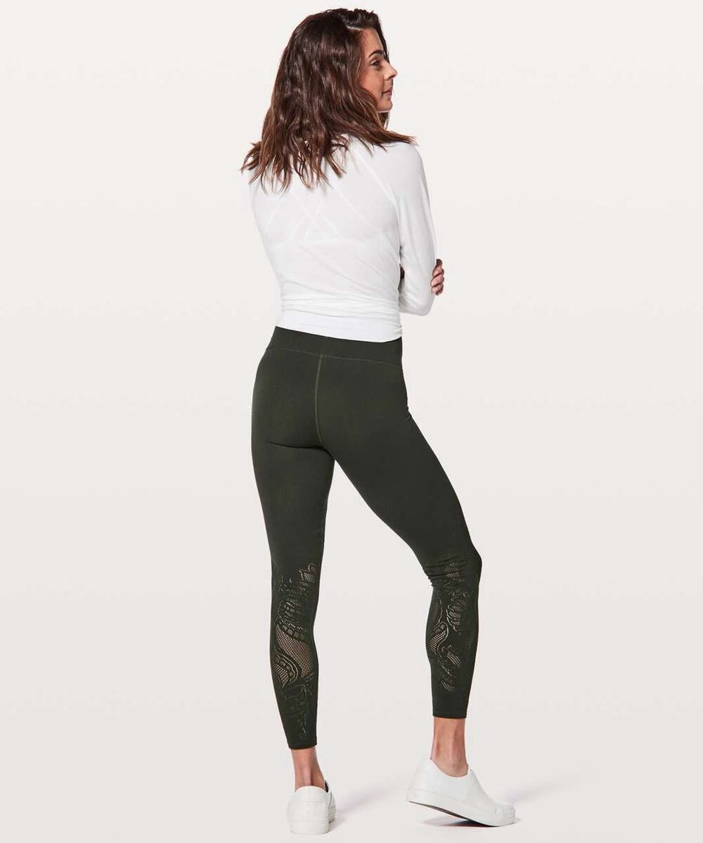 Lululemon Reveal Tight Lattice Paisley 28” Evergreen Size 4